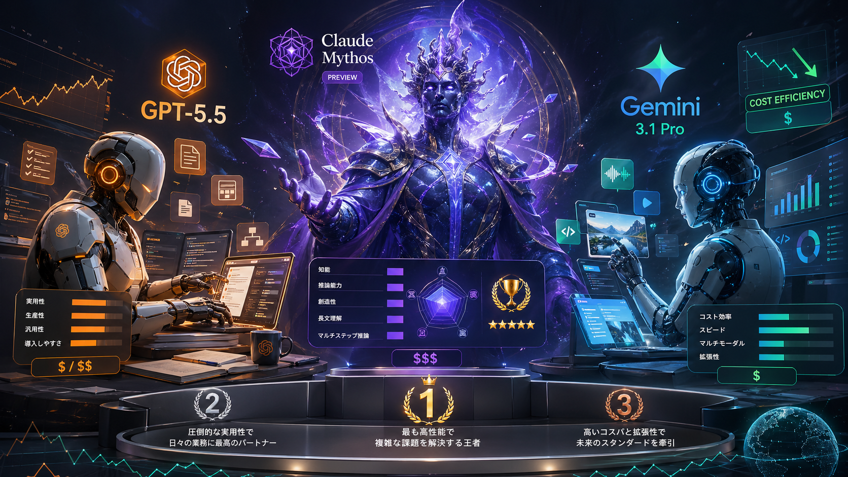 GPT-5.5 vs Claude Mythos vs Gemini 3.1 Proの比較